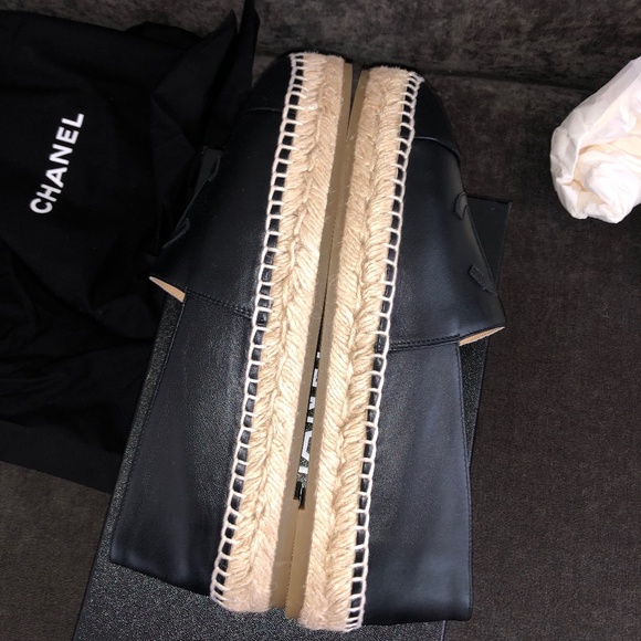 CHANEL  Espadrilles black lamb skin size EU40 fits US size 9 - Picture 13 of 13